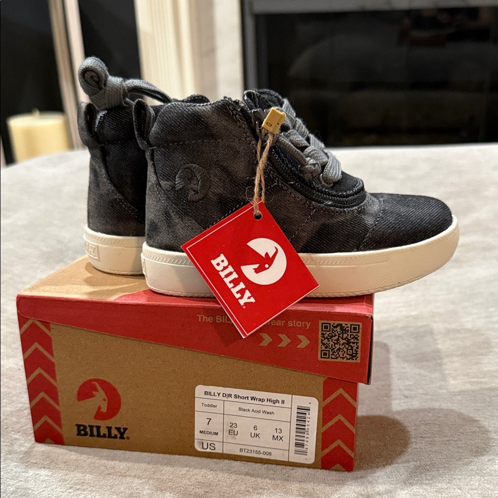 Billy Kids Black High-Top Canvas Sneakers